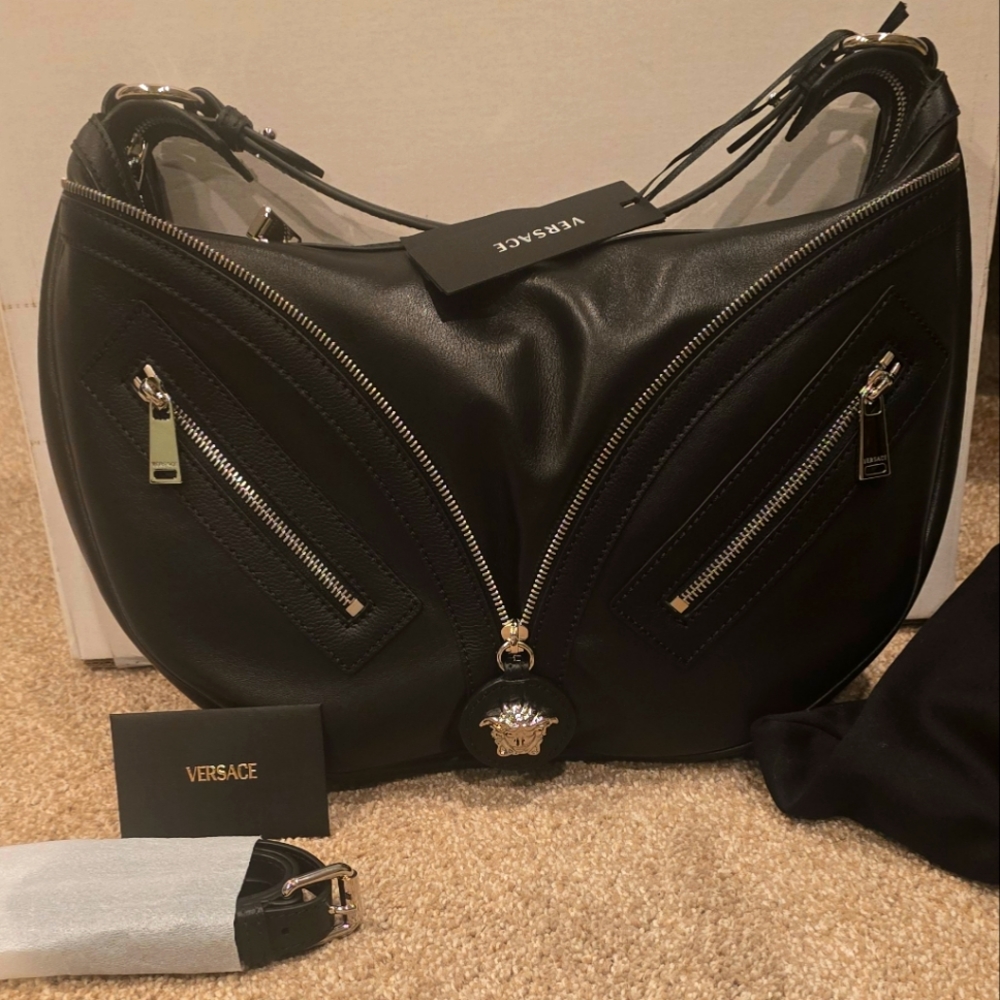 Authentic Versace Medusa Medium Hobo Zipper Purse